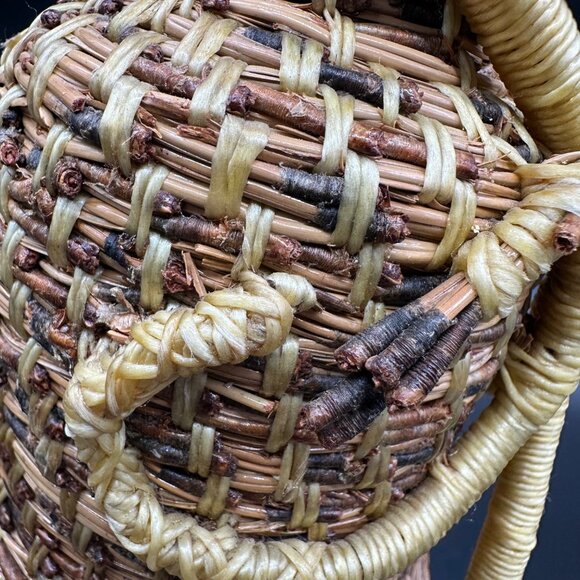 Handwoven Pine Needle Grass Basket Vase Decorative Rustic Boho Home Decor - Picture 9 of 13